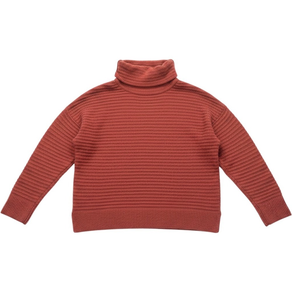 Madewell Rust Orange Ribbed Turtleneck Sweater Wool Blend Womens Small